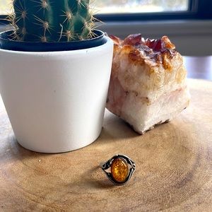 Boho amber ring
